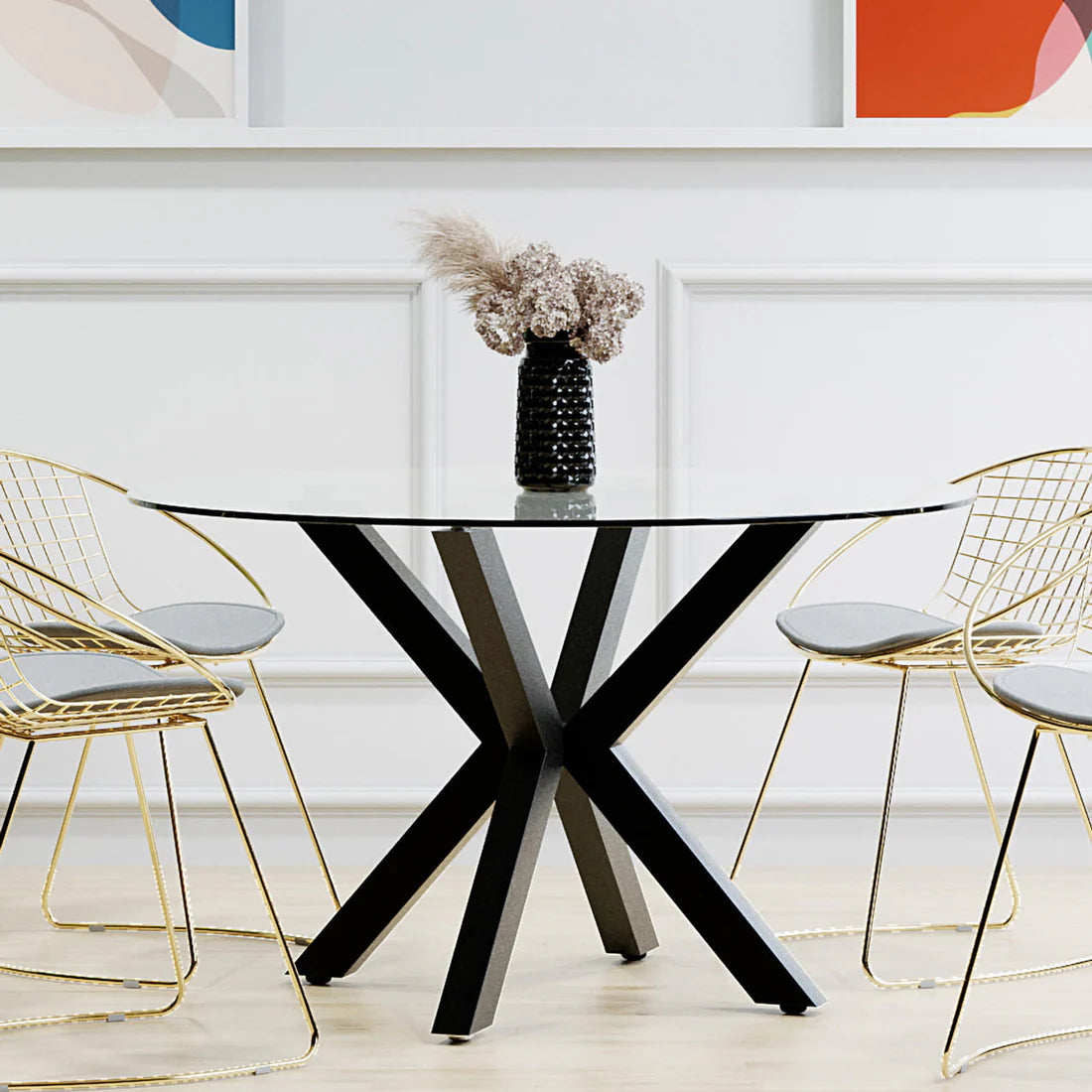 120cm round glass dining table Australia