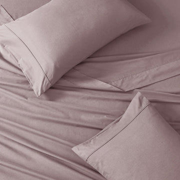 100% Organic Washed Cotton Sheet Set - Lilac