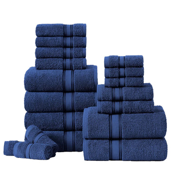 18 Piece 100% Cotton Towel Set 550GSM - Navy