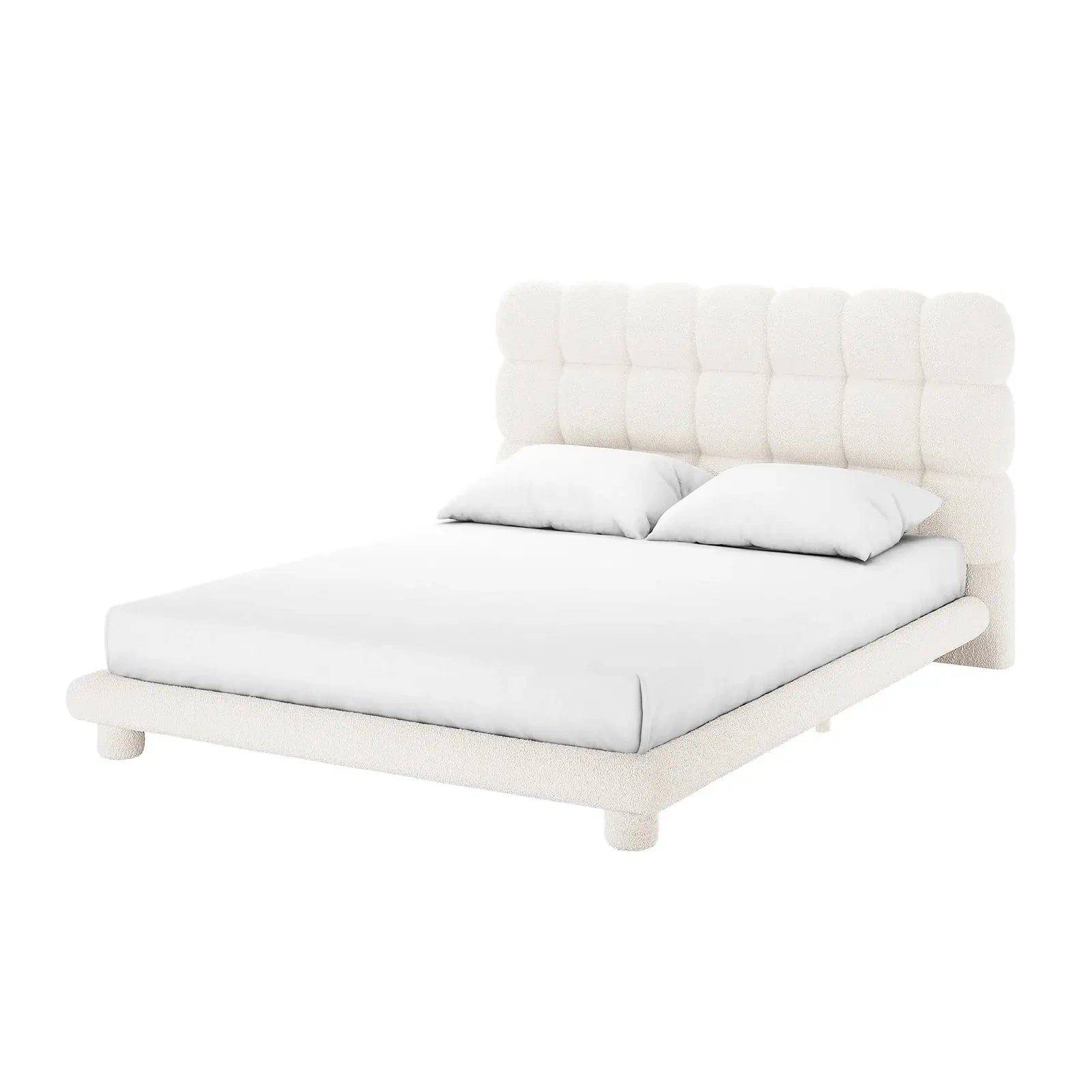 Aina Double Boucle Upholstered Bed Frame Australia Beyond Living