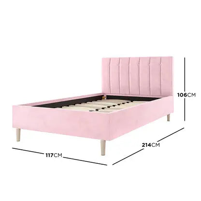 Kelly King Single Velvet Fabric Bed Frame Beyond Living