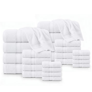 24 Piece 100% Cotton Towel Set 550GSM - White