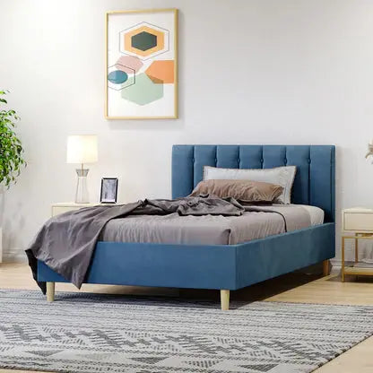 Kelly King Single Velvet Fabric Bed Frame Beyond Living