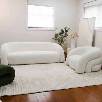 4 seater curved boucle lounge Australia