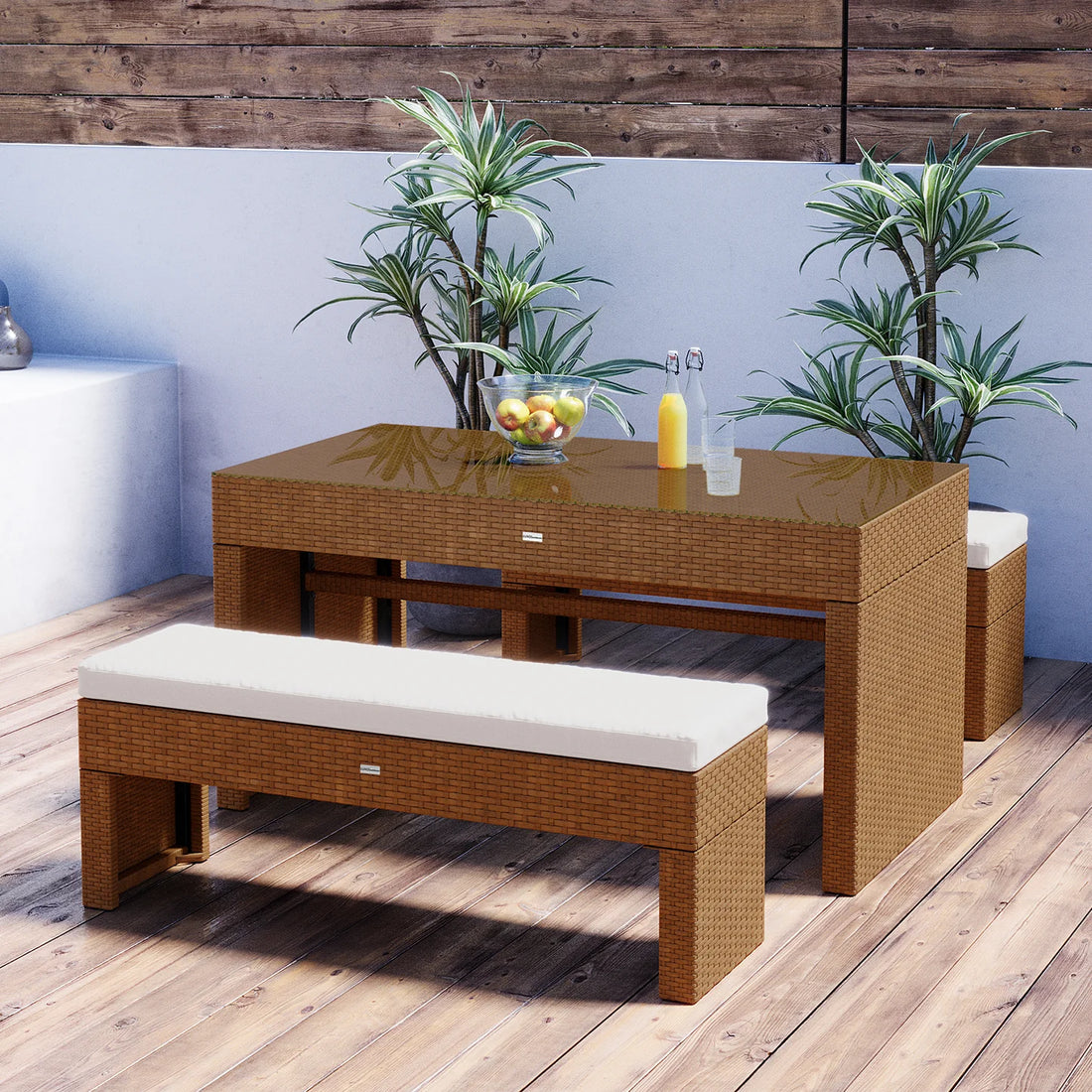 4 seater outdoor dining bench set black cream patio table