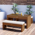 4 seater outdoor dining bench set black cream patio table
