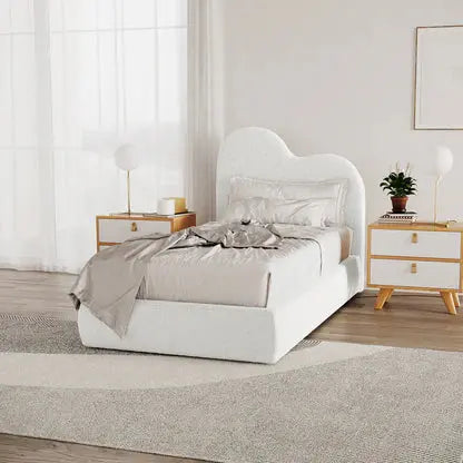 Thales Curved Boucle Fabric Bed Frame Beyond Living