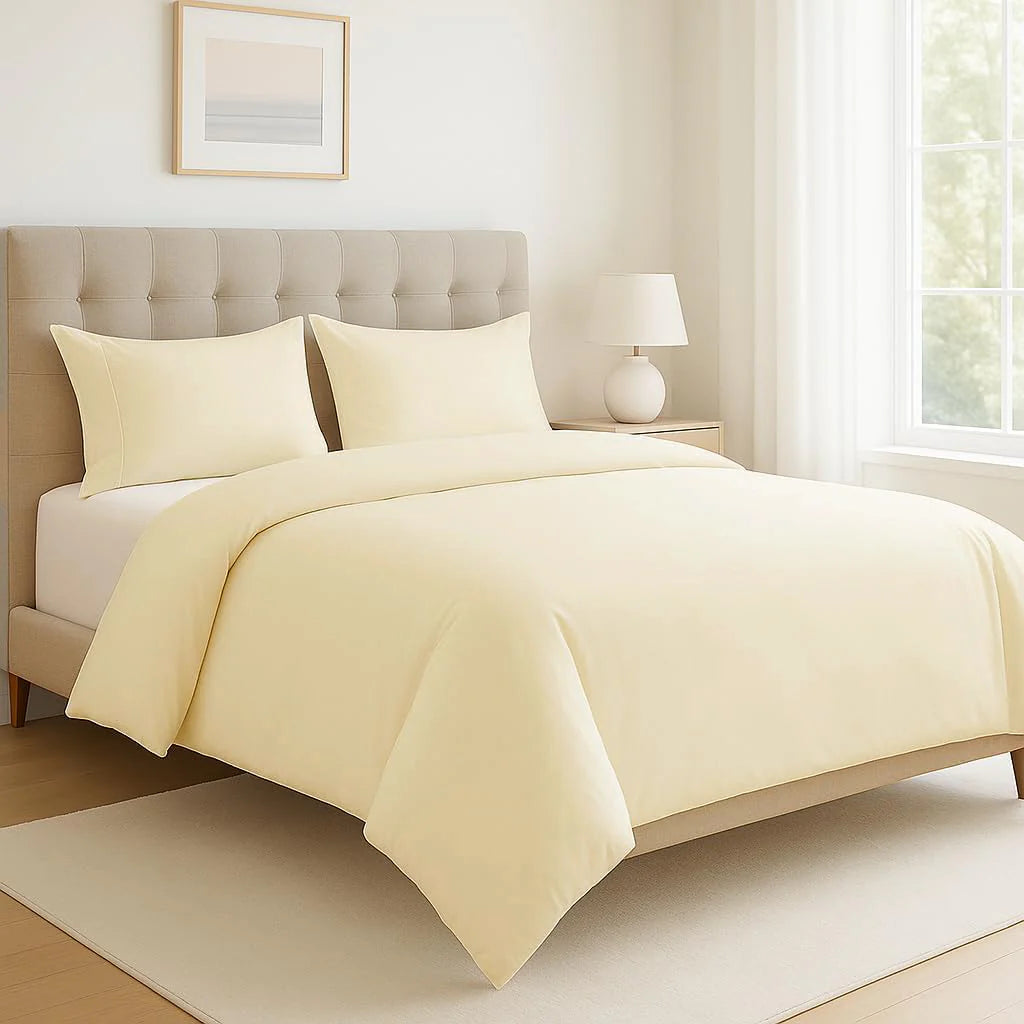100% Organic Washed Cotton Quilt Cover Set - Vanilla