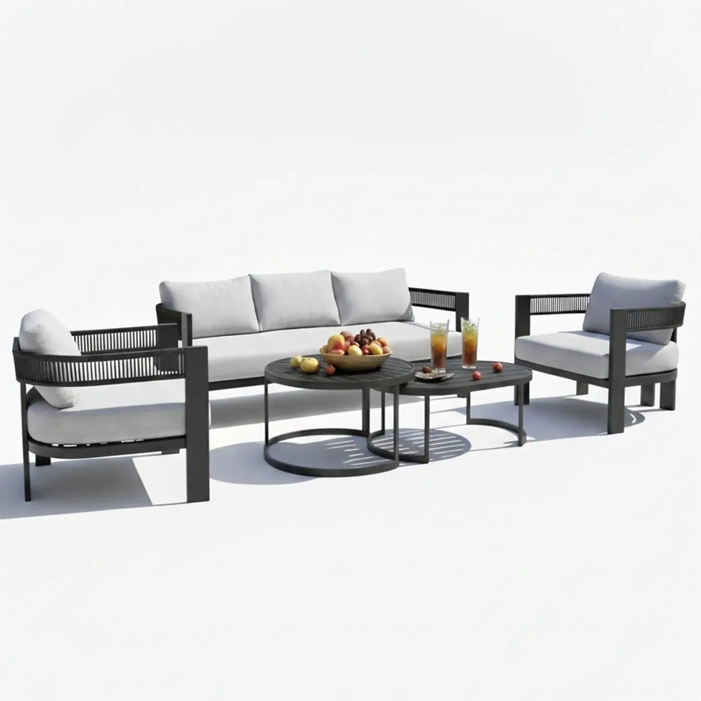 5 seater patio lounge sofa set curved design