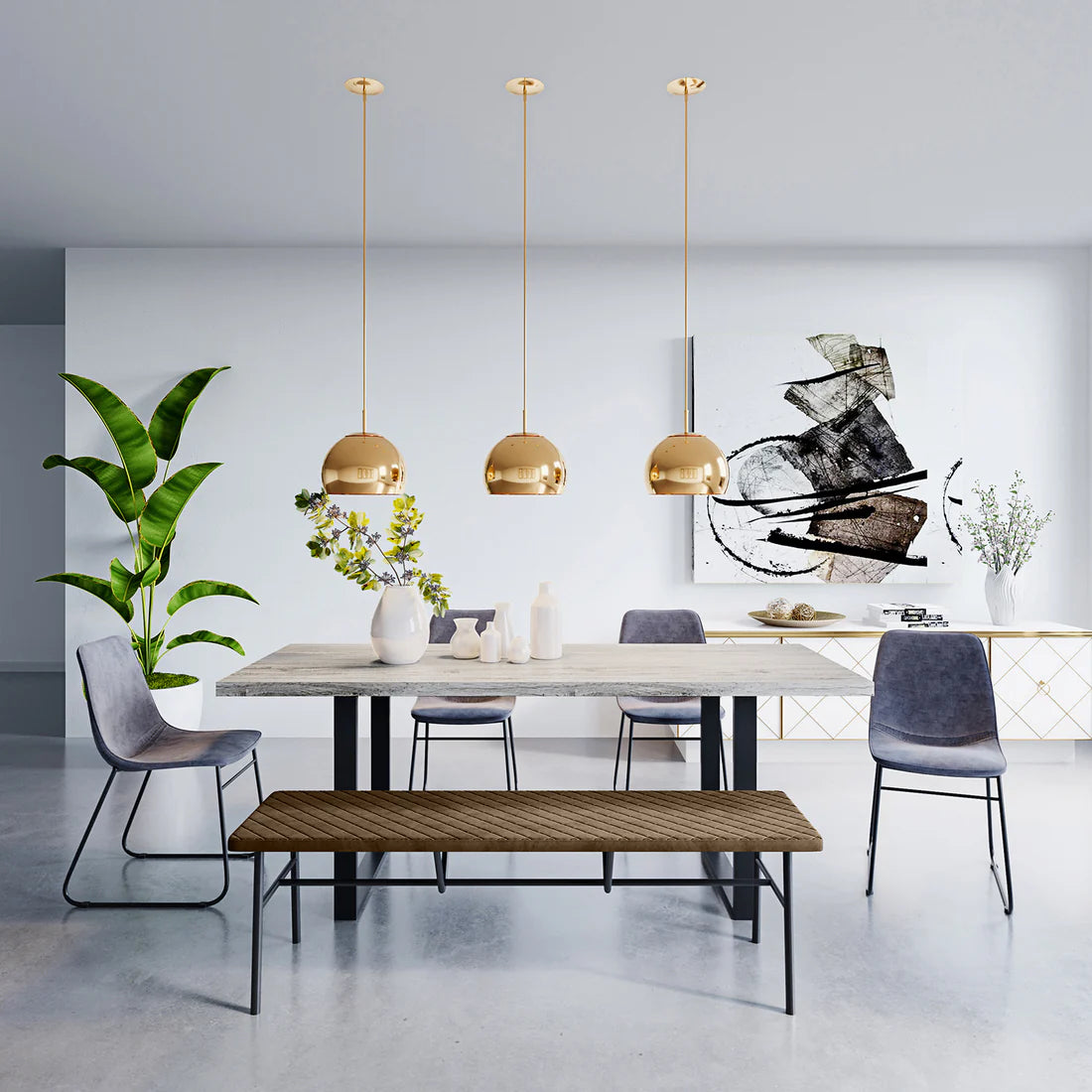 6 seater industrial dining table natural finish
