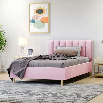 Kelly King Single Velvet Fabric Bed Frame Beyond Living