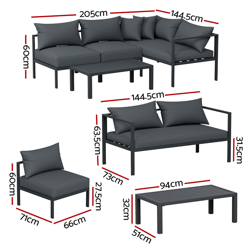 Gardeon 4-Seater Outdoor Sofa Set with Cushions & Table