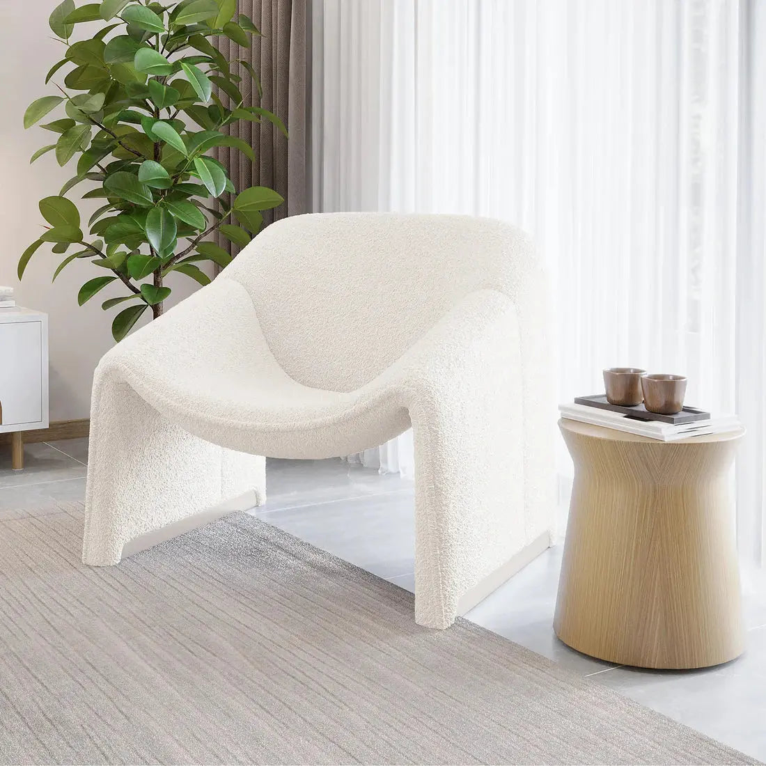 Aaralyn boucle accent chair Australia cream white