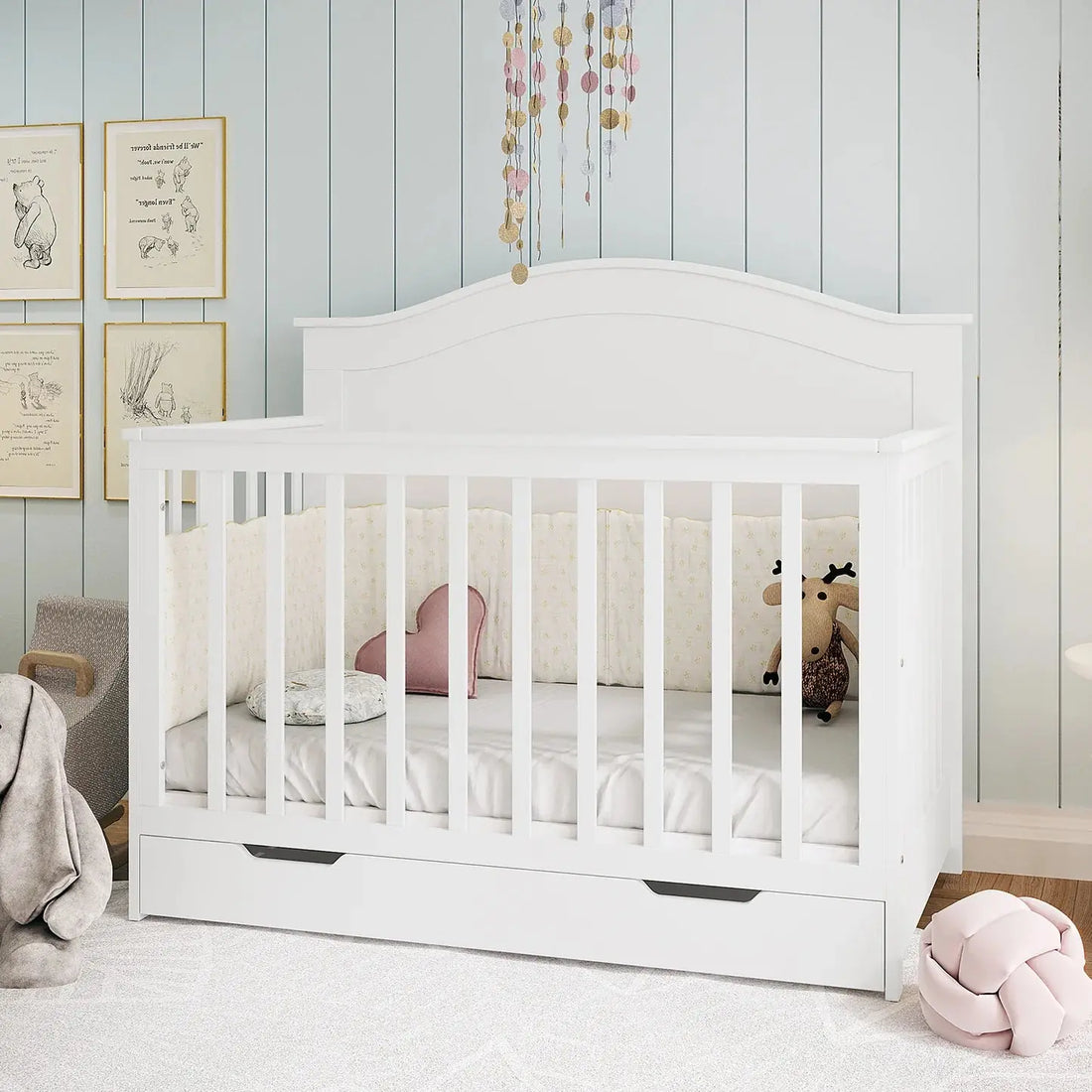 Adjustable solid pine baby cot Australia