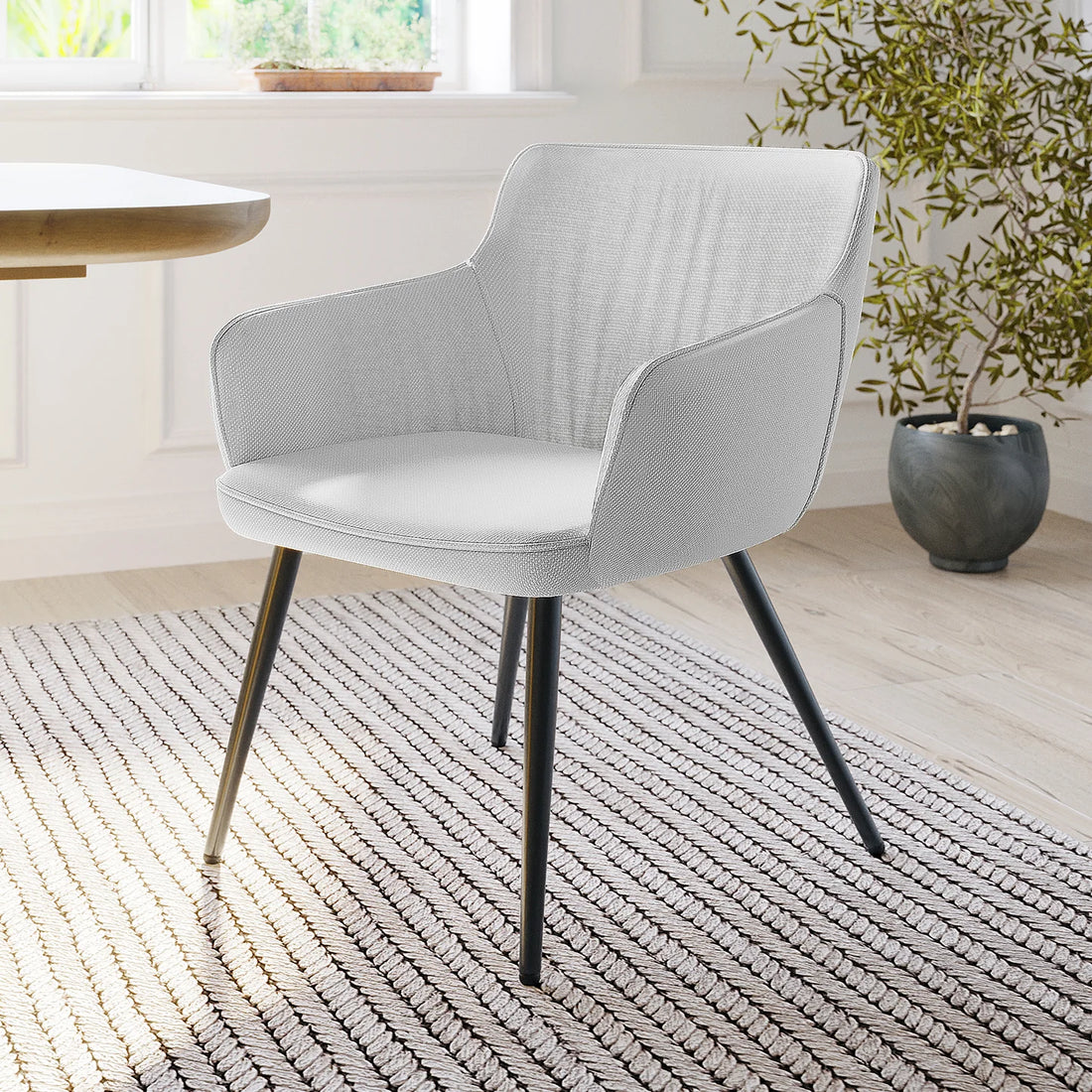 Linen dining chair with arms set Australia
