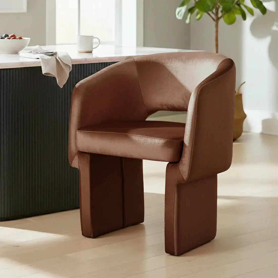 Velvet curved accent armchair Australia
