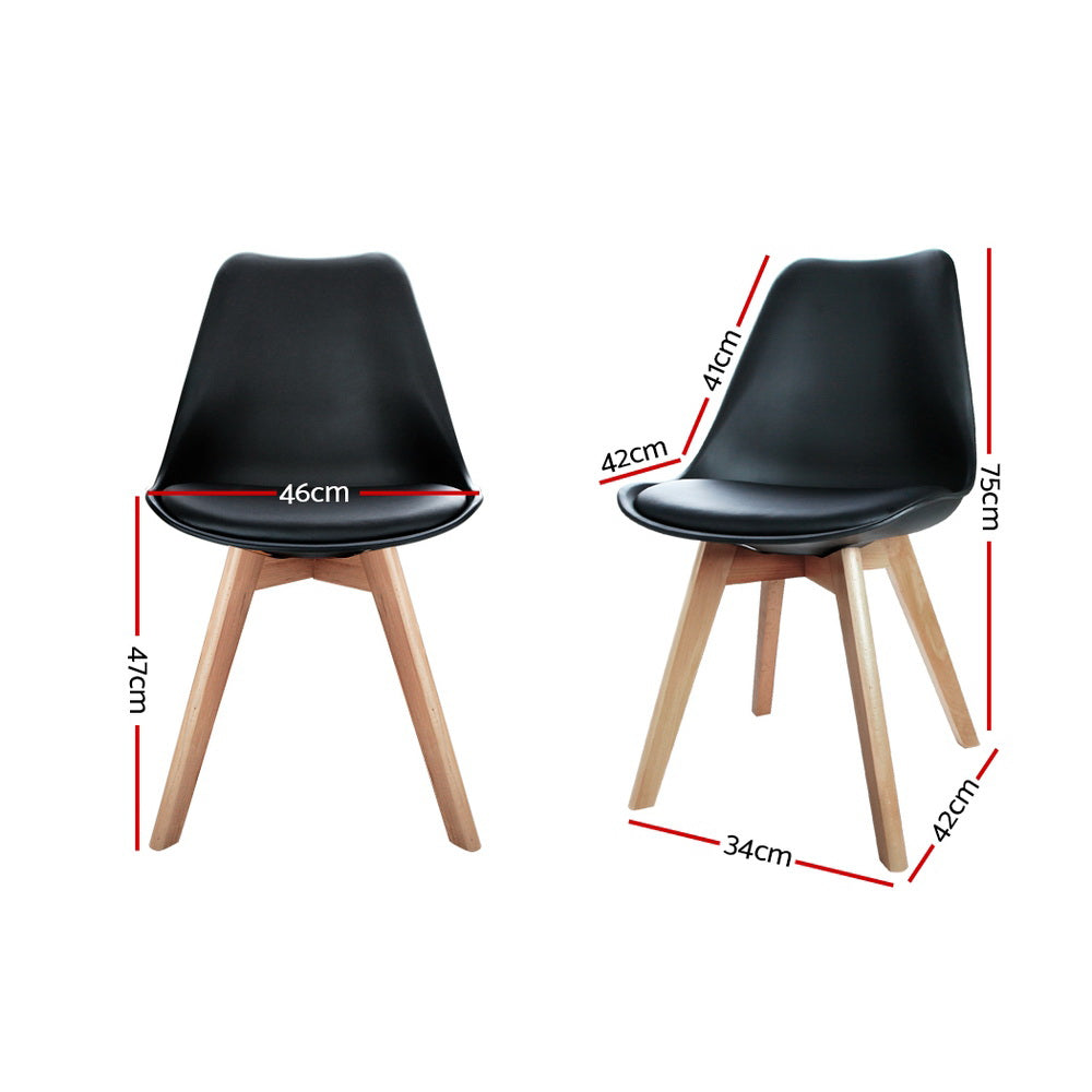 Artiss 4x Black PU DSW Wooden Dining Chairs