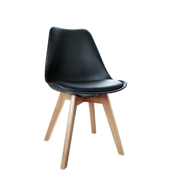 Artiss 4x Black PU DSW Wooden Dining Chairs