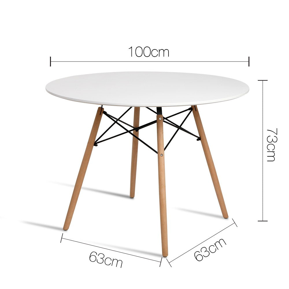Artiss Round White Dining Table 100CM
