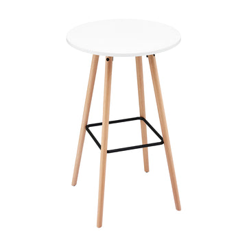 Artiss Round Bar Table 98cm – White MDF & Beechwood Frame