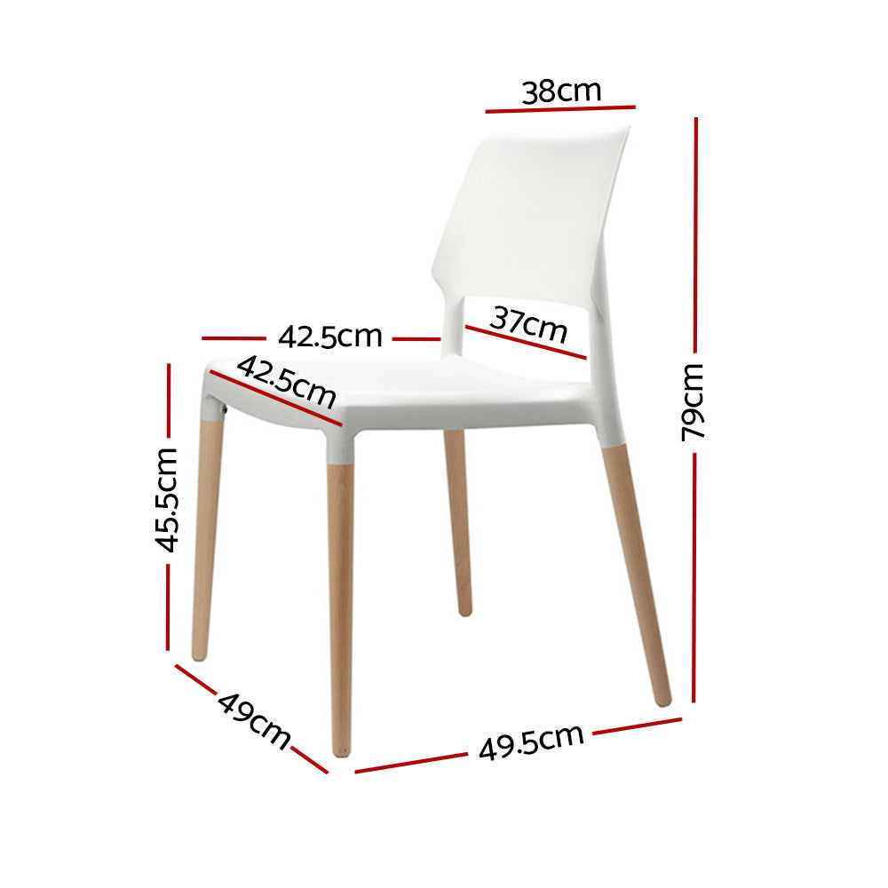 Artiss 4-Piece White Plastic Wooden Dining Chairs