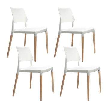 Artiss 4-Piece White Plastic Wooden Dining Chairs