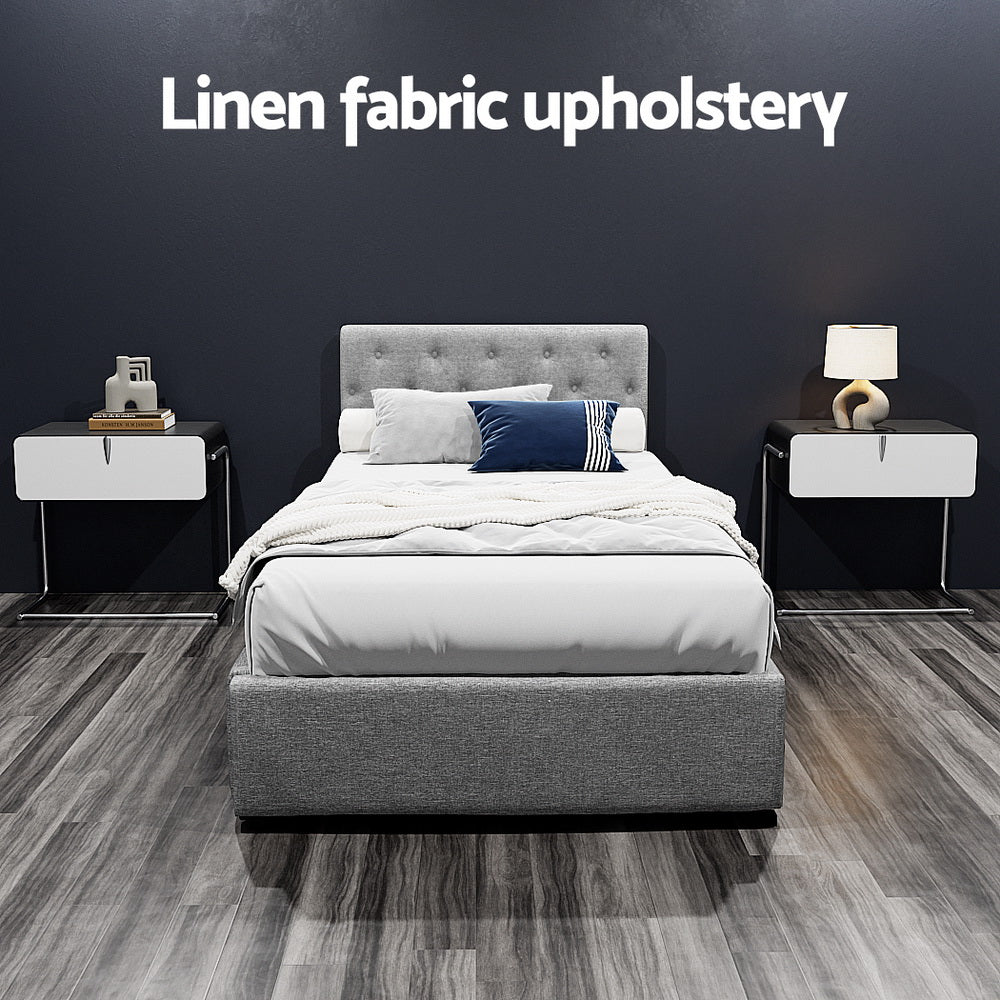 Artiss Vila King Single Gas Lift Bed Frame – Grey