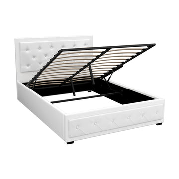 Artiss Tiyo Gas Lift Double Bed Frame – White