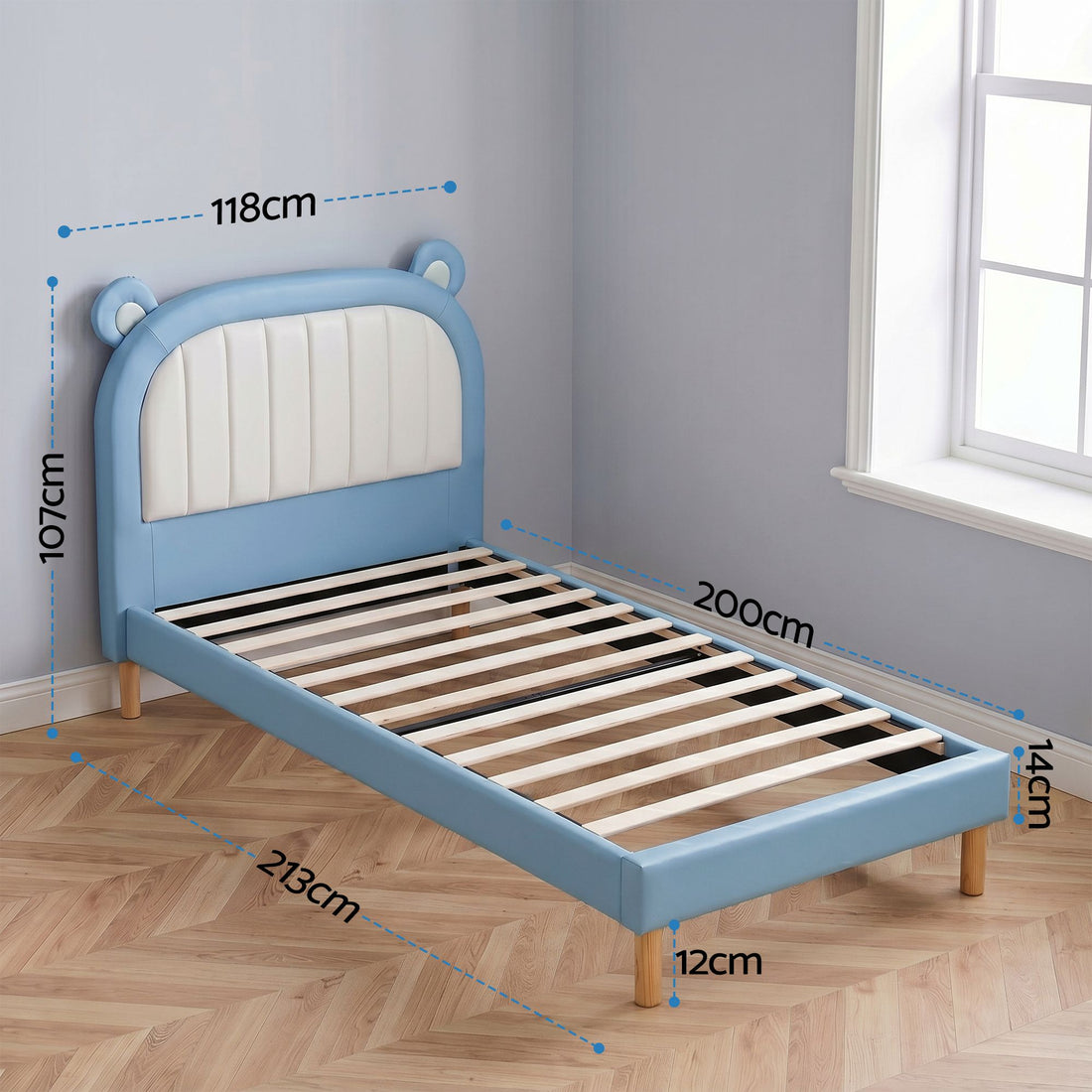 Artiss Kids Bear Bed Frame – AU King Single Blue