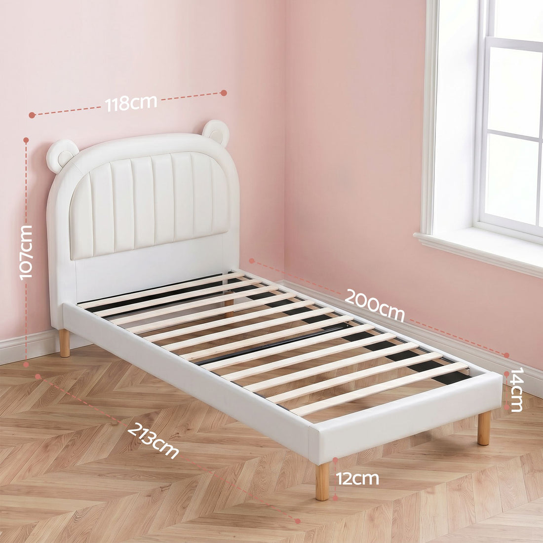 Artiss Kids Bear Ear Bed Frame – AU King Single