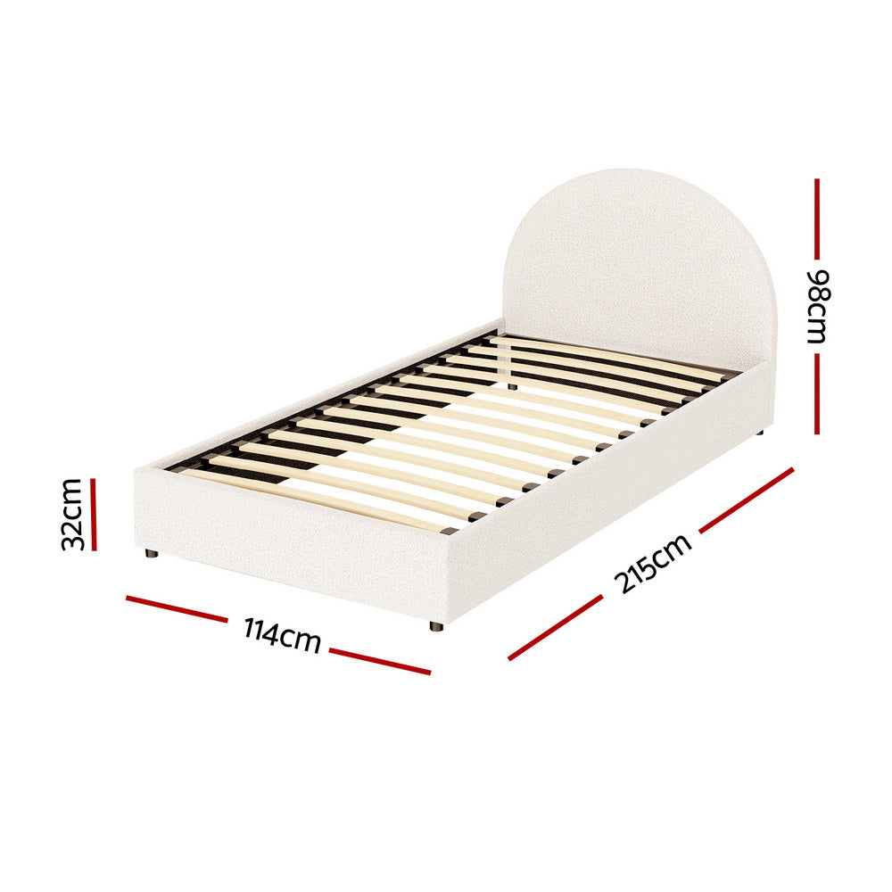 Artiss ELLA King Single Bed Frame – Gas Lift Beige