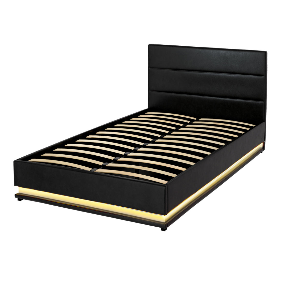 Artiss LUMI King Single Bed Frame – LED Gas Lift Black