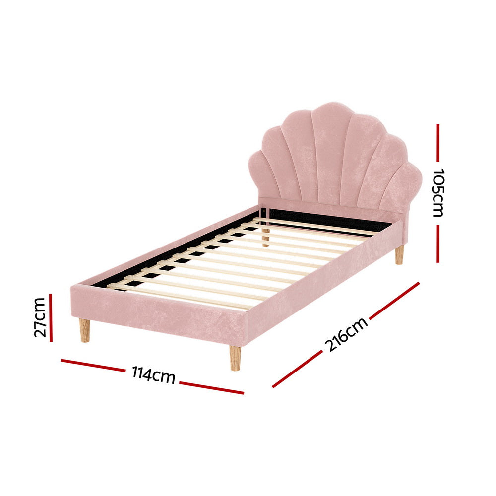 Artiss ROSY King Single Pink Velvet Bed Frame
