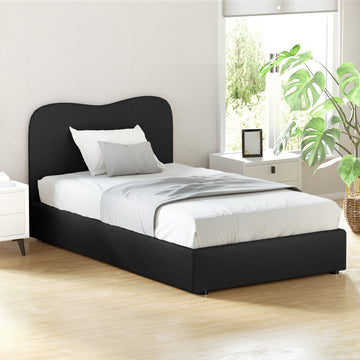 Artiss DARA King Single Bed Frame – Boucle Black Fabric