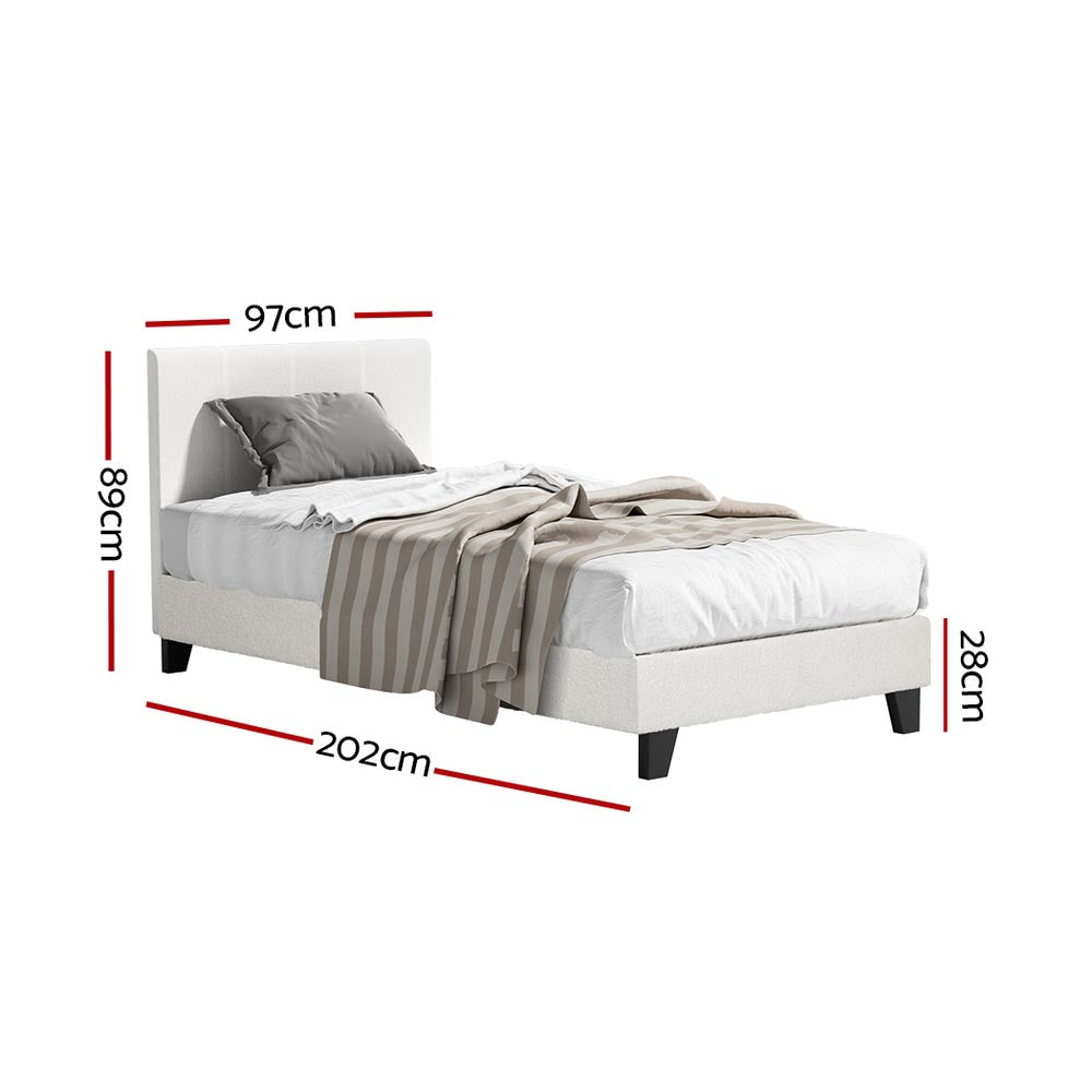 Artiss Neo Single Bed Frame Boucle Fabric