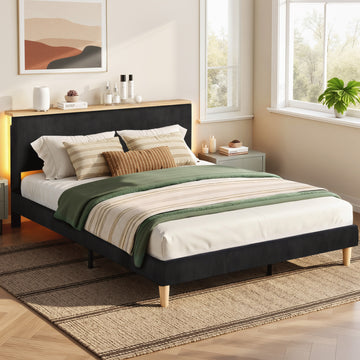 Artiss Royce Double Bed Frame – Black Velvet