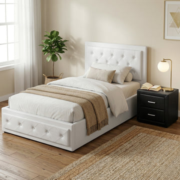 Artiss Gas Lift Bed & Bedside Table Set – King Single