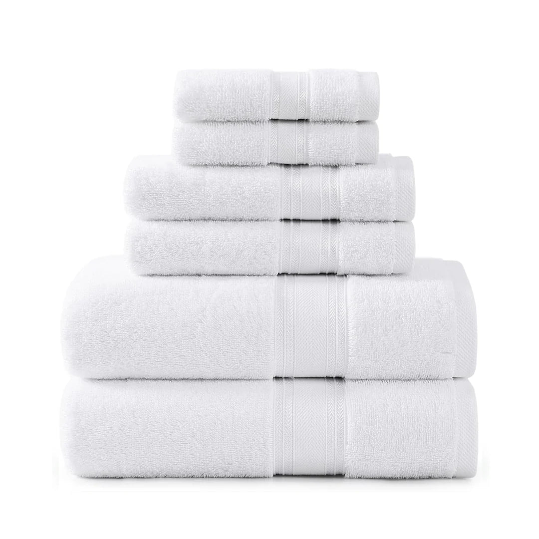 6 Piece Cotton Towel Set 550GSM - White