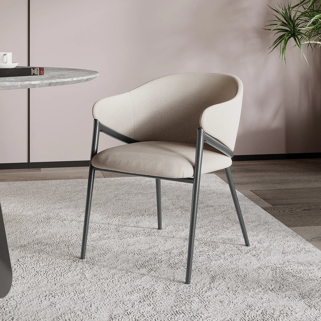 Beige linen dining chair set of 2 Australia