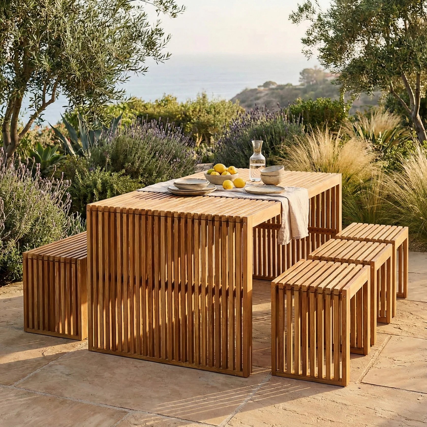 Beyond Living 6 seater outdoor dining bench set for alfresco dining