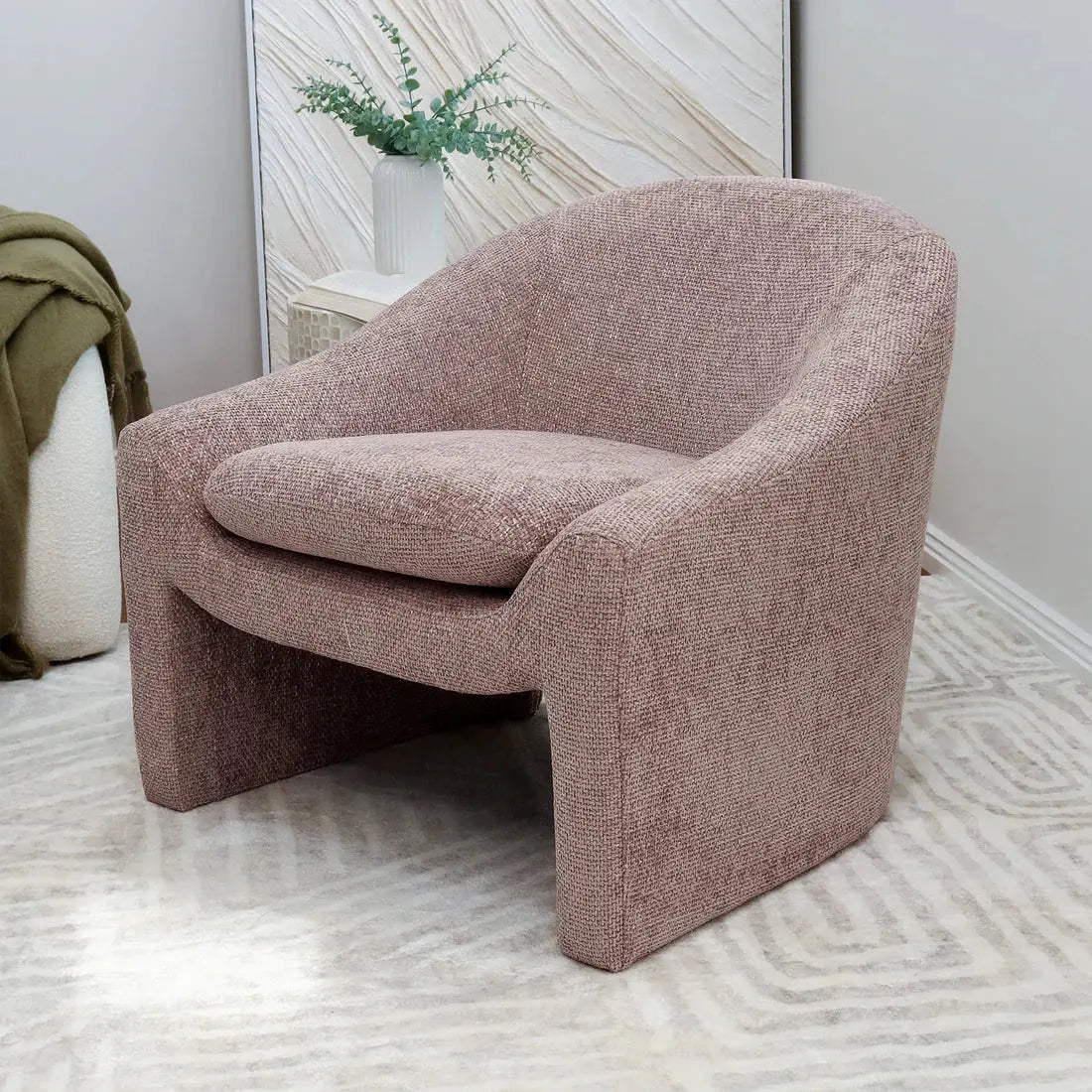 Beyond Living linen accent chair modern living room