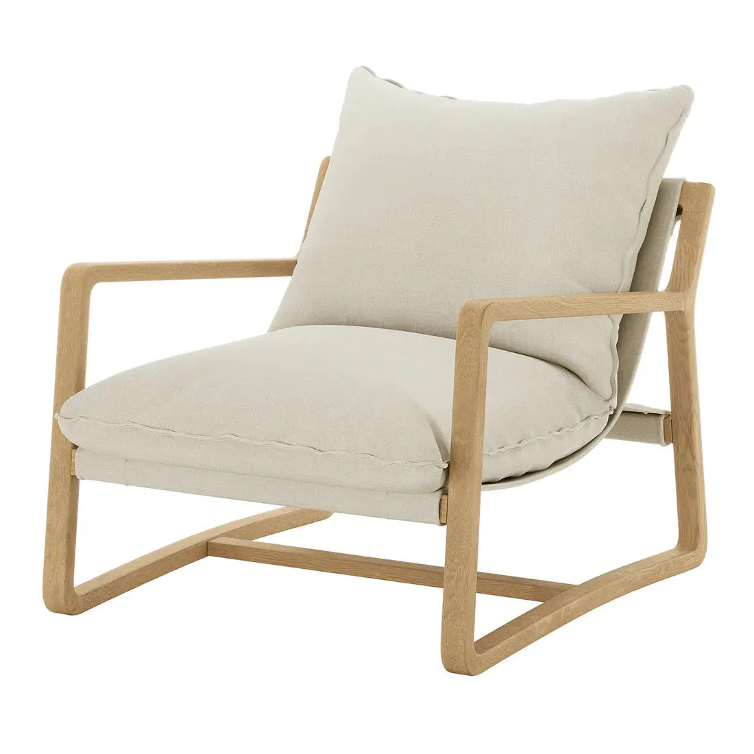 Tilly linen sling accent chair Australia hardwood frame