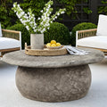 Beyond Living outdoor concrete coffee table round stone design