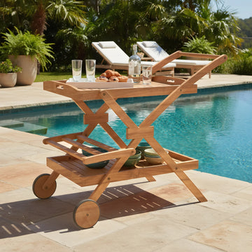 Beyond Living outdoor kitchen trolley for backyard BBQ setup