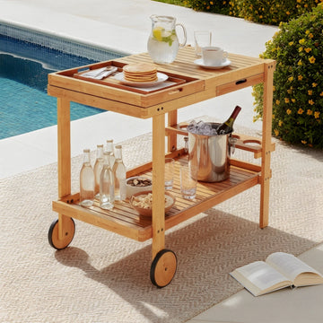 Beyond Living outdoor kitchen trolley solid wood BBQ cart
