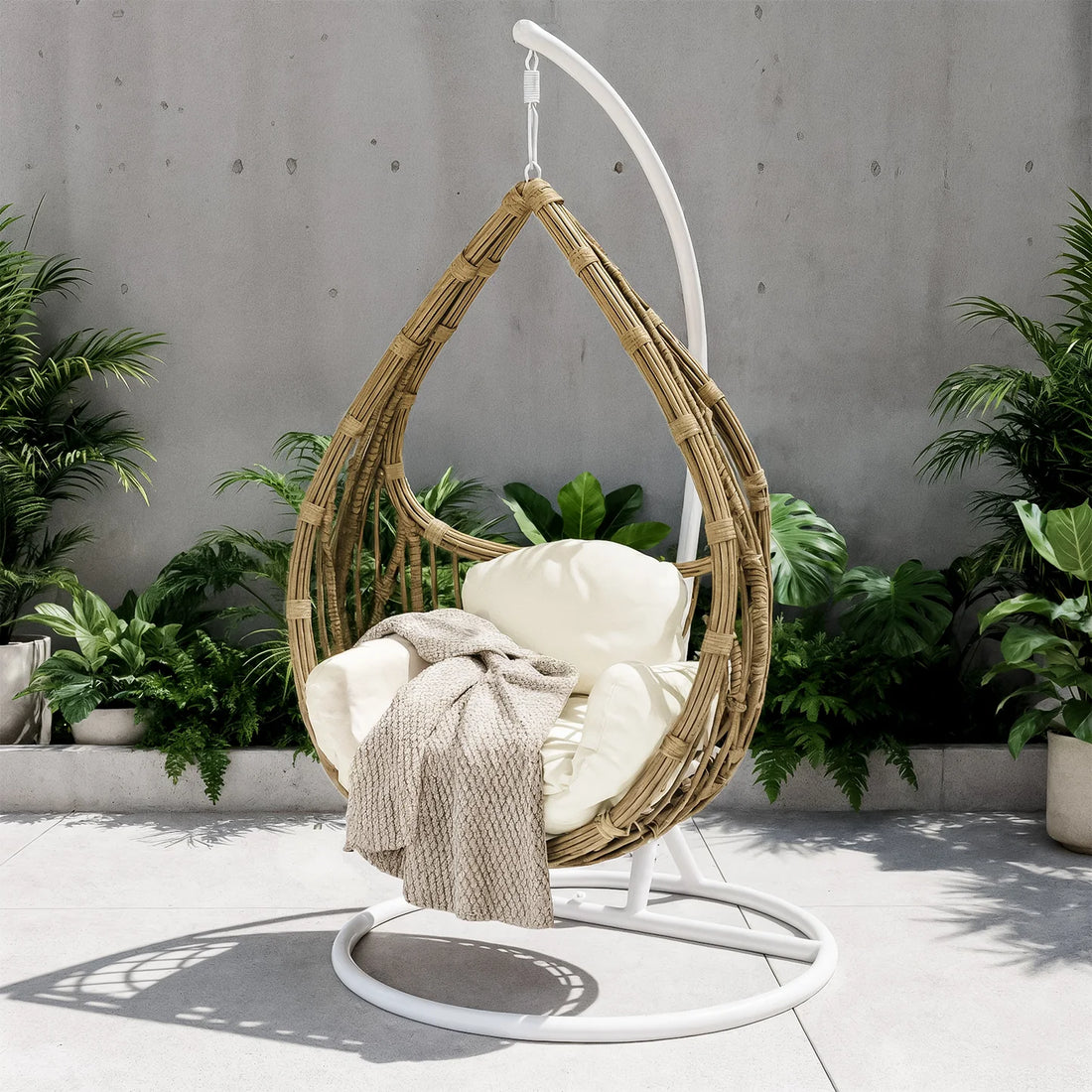 Beyond Living outdoor rattan egg chair with cushion in sage
