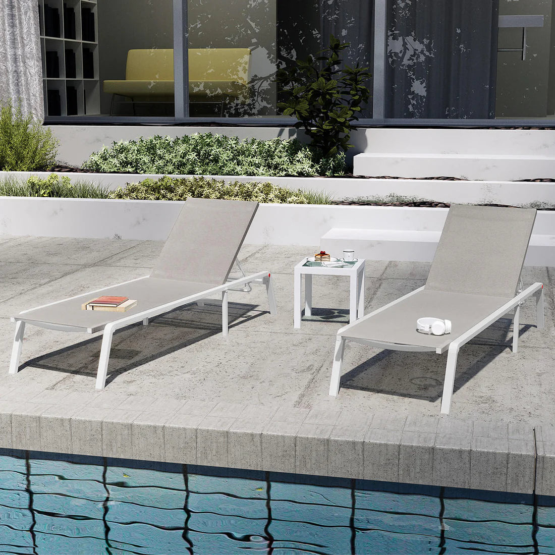 Beyond Living outdoor sunbed set for poolside lounging