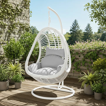 Beyond Living rattan hanging egg chair for patio lounge