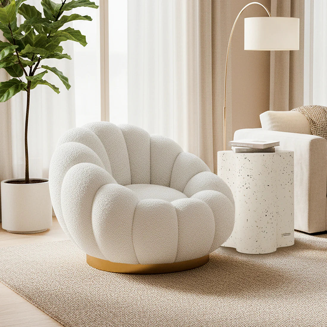 Boucle swivel accent chair Australia