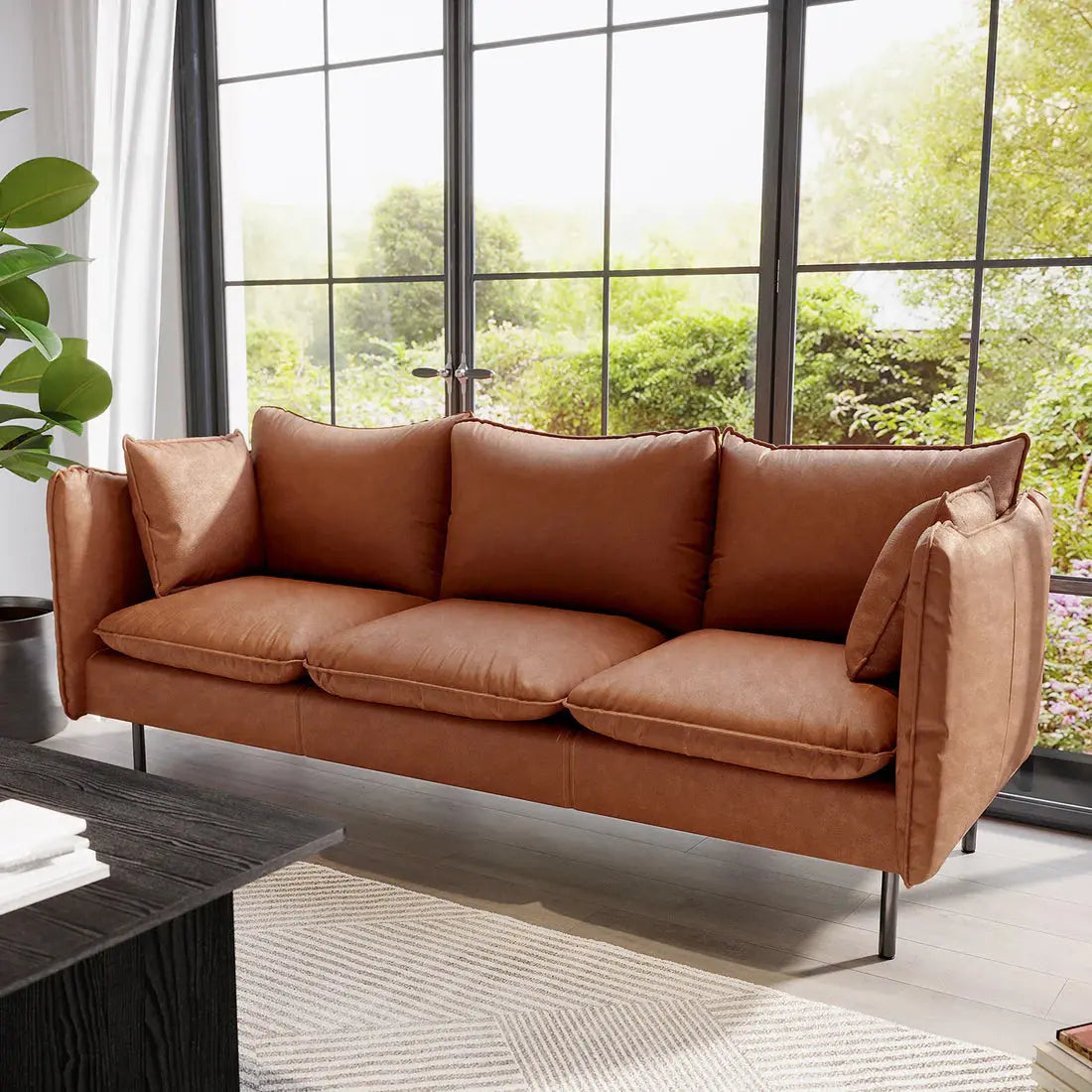 chocolate brown PU leather sofa set Australia